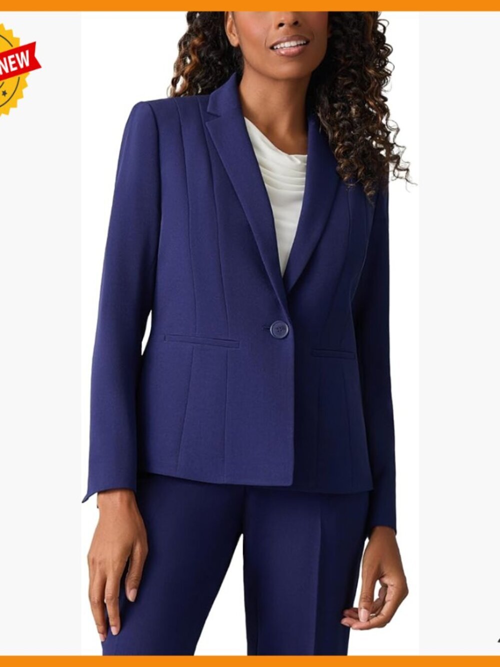 Stretch Crepe Blazer Tailored Fit One Button Professional Work Wear